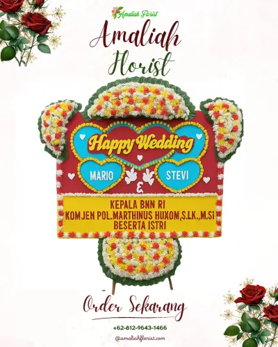Karangan Papan Bunga Pernikahan di Sidoarum